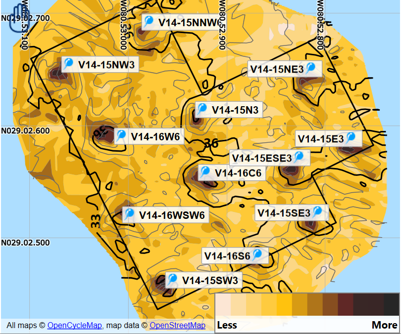 Site 14 Bottom Hardness and Contour lines